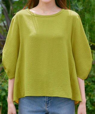 Tiaclasse 【洗える】麻調タックブラウス イエロー