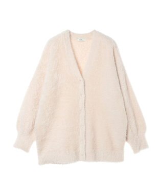 earth music&ecology ロングシャギーＶネックカーディガン Ivory
