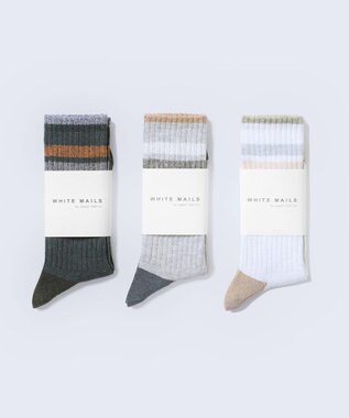 WHITE MAILS 【UNISEX】PAPER RIB LINE ソックス オフホワイト