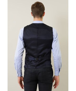 DAKS ウールチェックベスト ネイビー