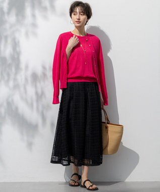 23区 【洗える】Broche チェックレース スカート ブラック系