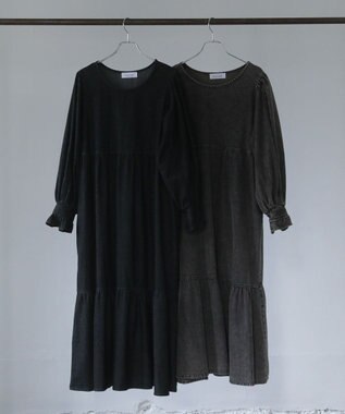 Green Parks ■ＥＳＣＡＲ　デニムピンタックカフスワンピース Black