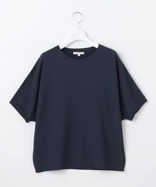 自由区 【WEB限定カラーあり・接触冷感・UVカット】クレープストレッチドルマン ニット ネイビー