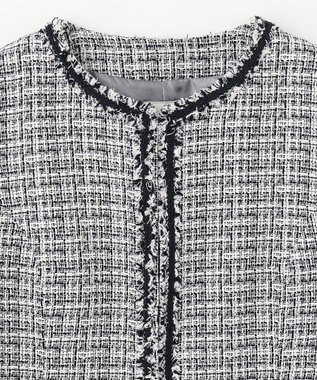 ANY ファンシーラメツイード ノーカラージャケット ホワイト系3