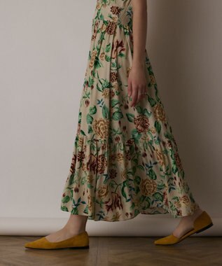 GRACE CONTINENTAL アンティークフラワープリントワンピース ベージュ