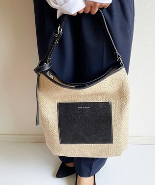Hekhèr Le Style de Vie 【日本製 / A4サイズ対応 / 3WAY】ジュート×牛革 ショルダーバッグ large ブラック