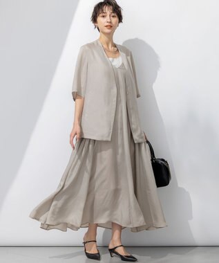 23区 【接触冷感性】フィブリルツイル キャミソールフレアワンピース ベージュ系