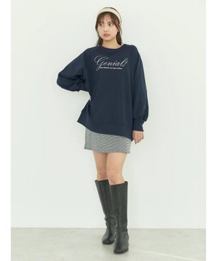 earth music&ecology 裏毛ロゴチュニック Navy