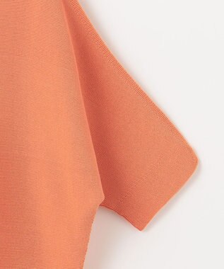 自由区 【洗える】コットンストレッチホールガーメント プルオーバー ニット ライトオレンジ系