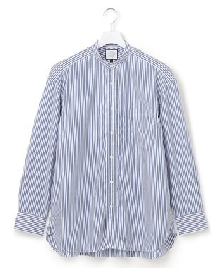 J.PRESS YORK STREET 【UNISEX】タイプライターストライプ バンドカラーシャツ ブルー系1