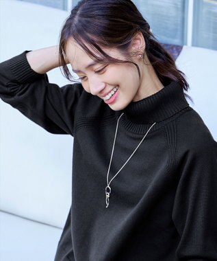 Tiaclasse 【安田美沙子さん着用・選べる2type】ラグランニットトップス タートルネック：ブラック