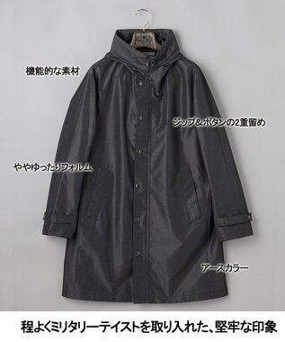 GOTAIRIKU 【シーンレスに対応】ブライトシャンブレーミリタリーパーカ コート ブラック系8