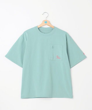 SHARE PARK LADIES 【UVカット・吸水速乾・ストレッチ・軽量 】バックプリントポケットTシャツ（S・Mサイズ） サックスブルー系