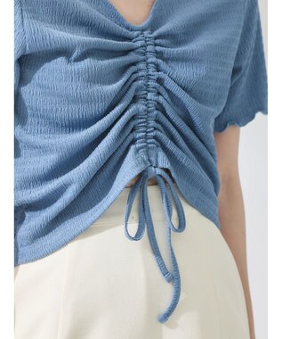 earth music&ecology ポコポコギャザードロストプルオーバー Grayish Blue