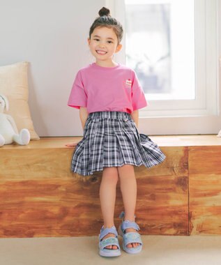 ANY KIDS 【綿100%】バックプリント オーバーサイズTシャツ ピンク×スイーツ