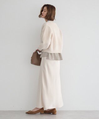 YECCA VECCA サテンフレアスカート Ivory