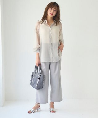 Feroux 【洗える】ベーシックシアー シャツ ライトグレー系