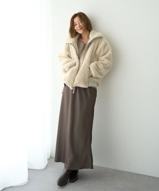 YECCA VECCA サテンフレアスカート Brown