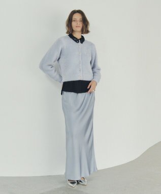 YECCA VECCA サテンフレアスカート Grayish Blue