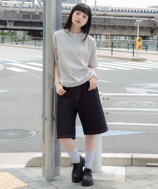 WEGO 【ユニセックス着用ITEM/MLサイズ展開】フェイクレイヤードキーネックT（SS） ライトグレー