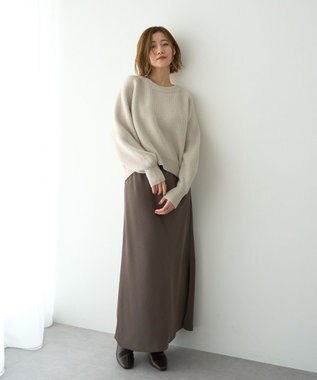 YECCA VECCA サテンフレアスカート Brown