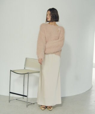 YECCA VECCA サテンフレアスカート Ivory