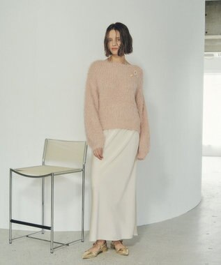 YECCA VECCA サテンフレアスカート Ivory