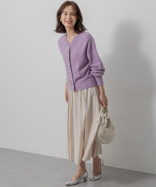 組曲 【加藤ローサさん着用 / 前後着用可】スパンコールヤーン カーディガン ライラック系