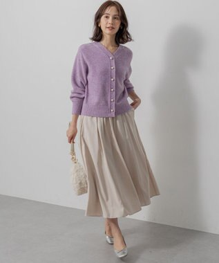 組曲 【加藤ローサさん着用 / 前後着用可】スパンコールヤーン カーディガン ライラック系