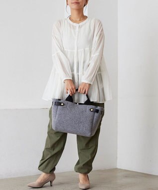 TOPKAPI 【TREASURE TOPKAPI】イタリアンフェルト サイドベルト トートバッグ グレー