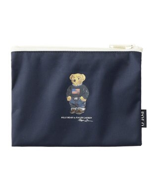 MOONBAT POLO RALPH LAURENRL ポーチ付きレインバッグ ワンポイントポロベア／撥水加工 ネイビーブルー