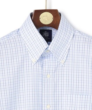 J.PRESS MEN 【PREMIUM PLEATS / 形態安定】タッタソールチェック ドレスシャツ / B.D. サックスブルー系3