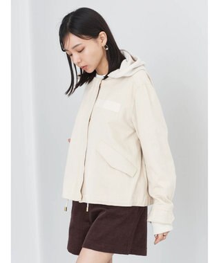 earth music&ecology パーカー付きミリタリーブルゾン Ecru