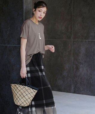 Tiaclasse シーグラスチェックバッグ ベージュ