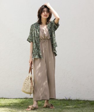 Green Parks Ｉ　アソート柄さらっとレーヨンブラウス Flower Black