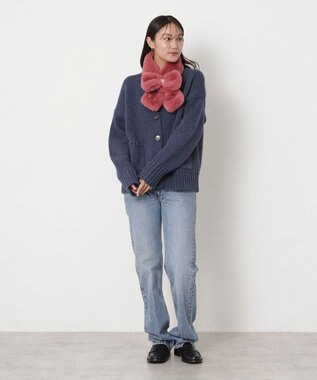 MOONBAT 【新色追加】PAUL & JOE ACCESSOIRES フェイクファーリボンマフラー ダークレッド