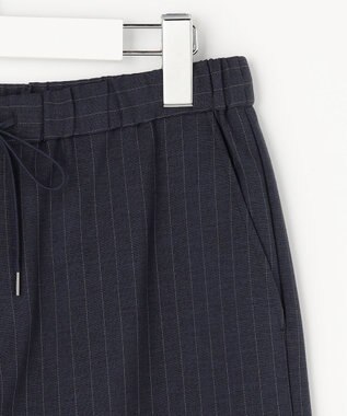 J.PRESS LADIES ペンシル SLUB STRIPE ワイド イージー パンツ ネイビーストライプ系