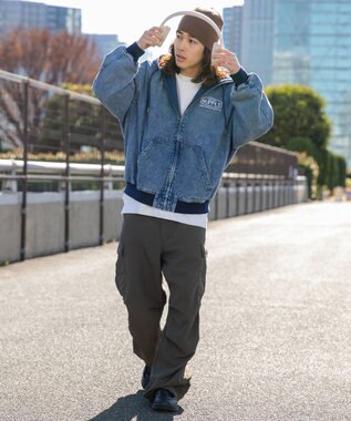 WEGO フードブルゾン デニム淡加工色