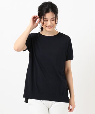 J.PRESS LADIES 【洗える】レーヨンストレッチ レイヤードニット ネイビー系