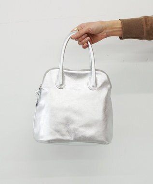 FOLNA RD ホイルレザーブガッティボストンバッグ シルバー