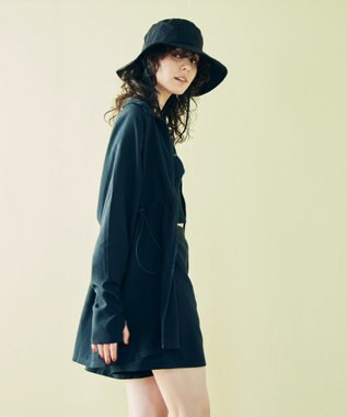 San-ai Resort（三愛水着楽園） 【WEB限定】5点セット バケットハット付きUVカット リブタンキニ+ラッシュガードセット水着【BeachQueen(ビーチクイーン）】 ブラック