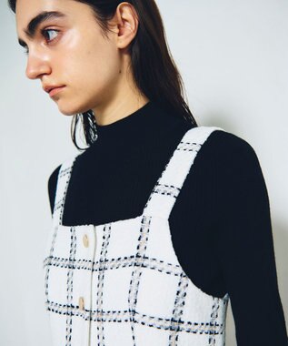 GRACE CONTINENTAL チェックツイードジャンパースカート ホワイト