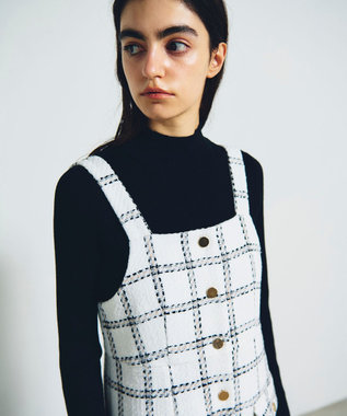 GRACE CONTINENTAL チェックツイードジャンパースカート ホワイト