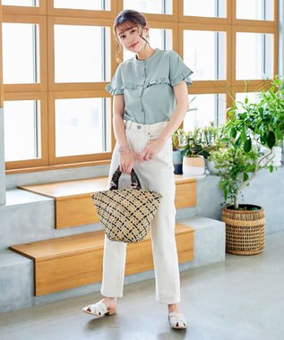 Tiaclasse シーグラスチェックバッグ ベージュ