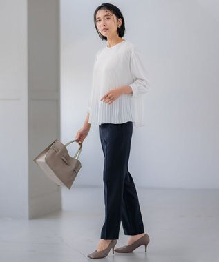 23区 【セットアップ対応】トリアセダブルジョーゼット パンツ ネイビー系