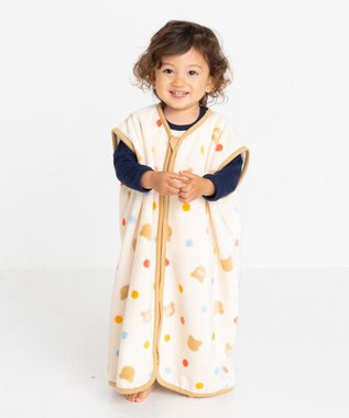 MIKI HOUSE HOT BISCUITS 総柄 フリーススリーパー アイボリー