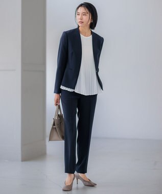 23区 【セットアップ対応】トリアセダブルジョーゼット パンツ ネイビー系