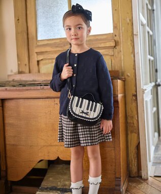 ANY KIDS リボン ジャガード カーディガン ネイビー