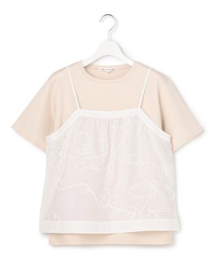 23区 【先行予約】シアーエンブロイダリー キャミソール コンビ Tシャツ ベージュ系