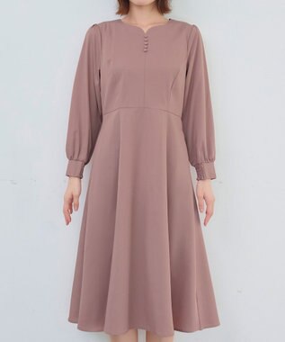 Tiaclasse 【セレモニー・XSサイズ追加・新色追加】ハートネックくるみ釦ワンピース ピンク